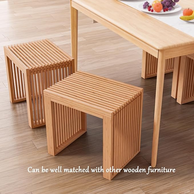 Bamboo Dining Bench Indoor Small Bench Entryway Shoe Rack Bench, Outdoor Modern - Image 2