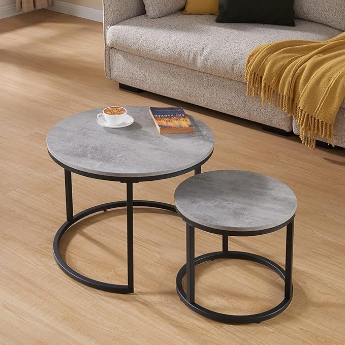 CENSI 24" Round Nesting Table, Accent Coffee Table, Space-Saving, Modern - Image 5