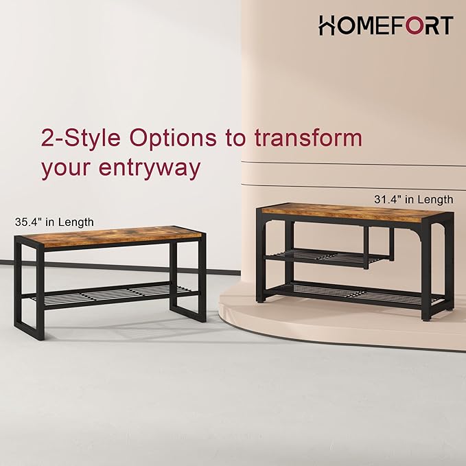 HOMEFORT Shoe Bench, 3 Tiers Shoe Rack Bench, 31.5" Shoe Storage Bench - Image 7