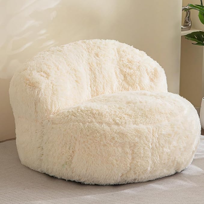 BYBYME Giant Bean Bag Chair, Faux Fur Bean Bag Couch by BYBYME