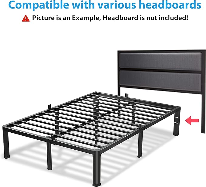 18 Inch Queen Bed Frame, 3500Lbs Heavy Duty Metal Platform - Image 7