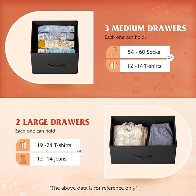 WLIVE Dresser for Bedroom with 5 Drawers, Long Fabric Dresser, Chest of Drawers - Image 4