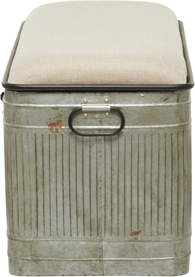 Deco 79 Metal Room Storage Bench Galvanized Entryway Bench - Image 6