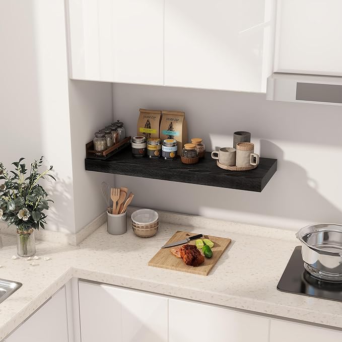 Fun Memories Black Floating Shelves 30" W x 12" D, 12 Inch Deep Floating Shelf - Image 2