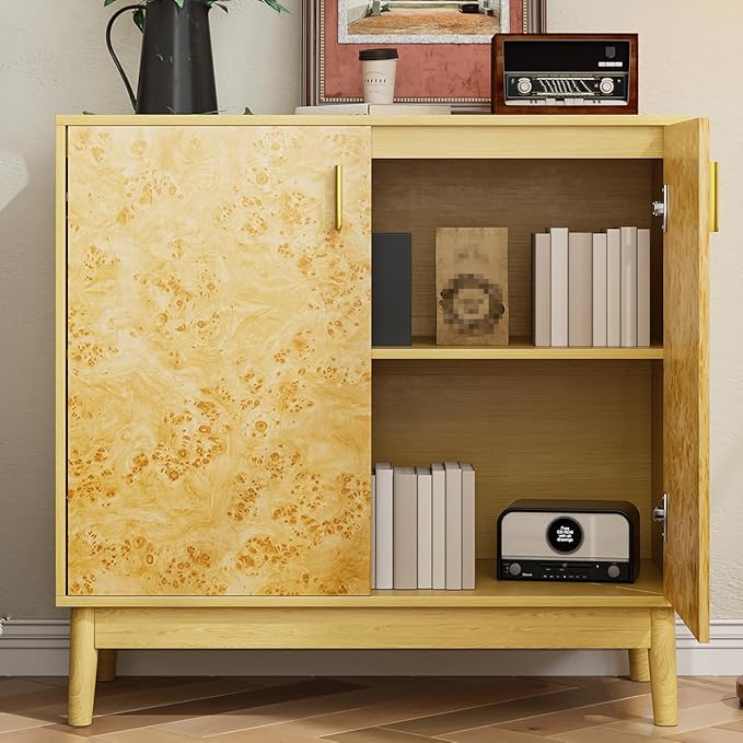 Buffet Cabinet with Storage, Accent Cabinet with 2 Decor Doors, Sideboard - Image 4