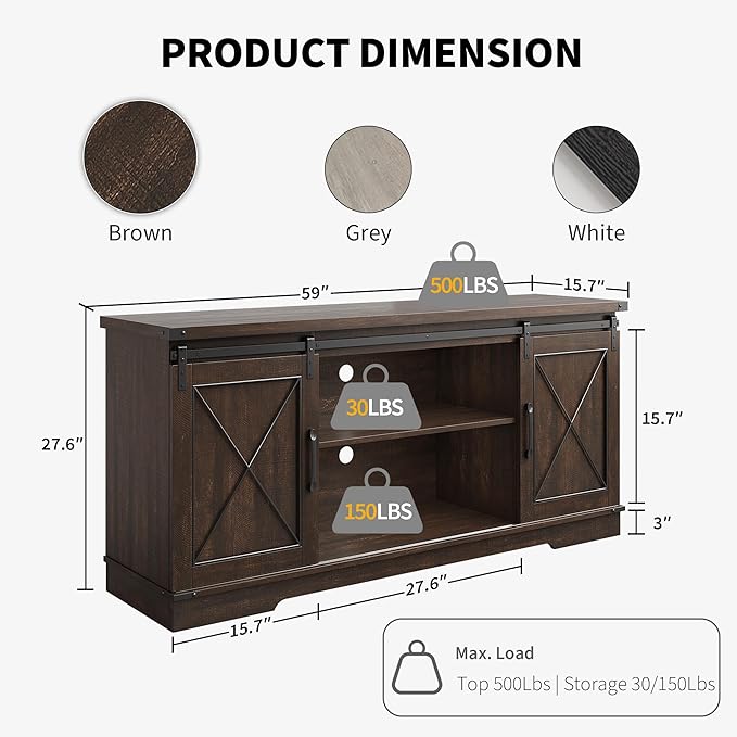 IDEALHOUSE Farmhouse TV Stand and Entertainment Center - Image 2