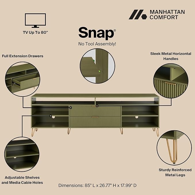 Manhattan Comfort Dumbo Mid Century Modern TV Stand - Image 4