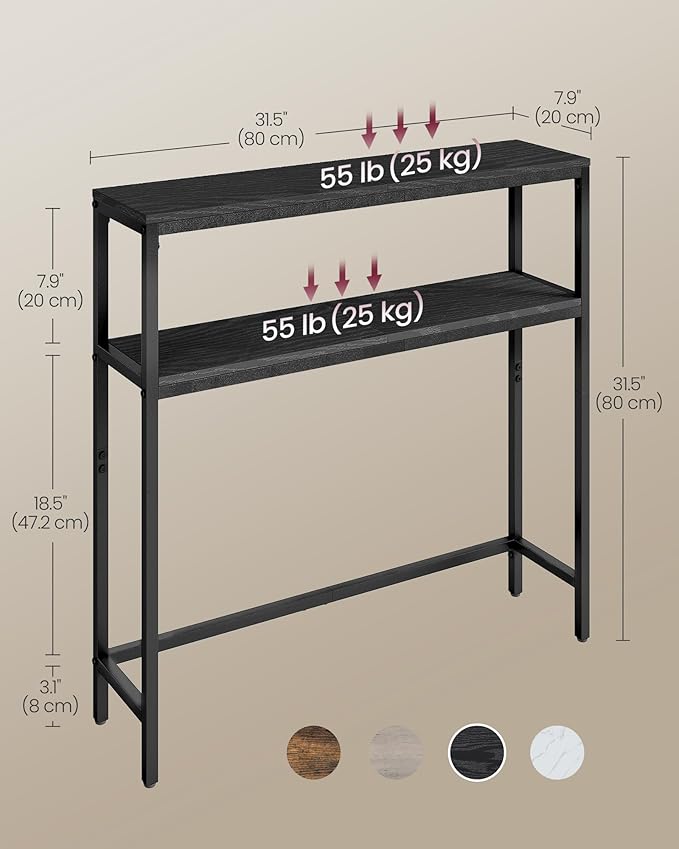 VASAGLE Console Table, 2-Tier Narrow Sofa Table - Image 3