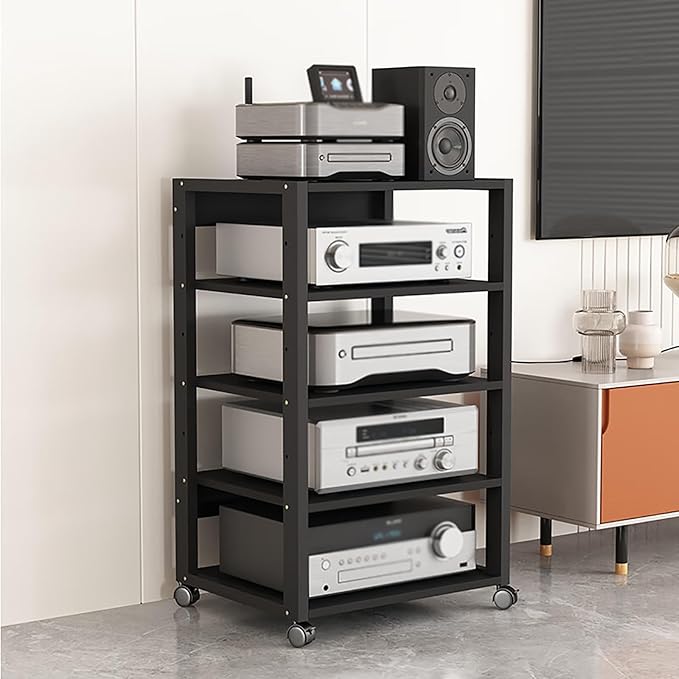 5 Tier Audio Rack Tower, CD Record Player Stereo Receiver AV Equipment Cabinet by Dernoing