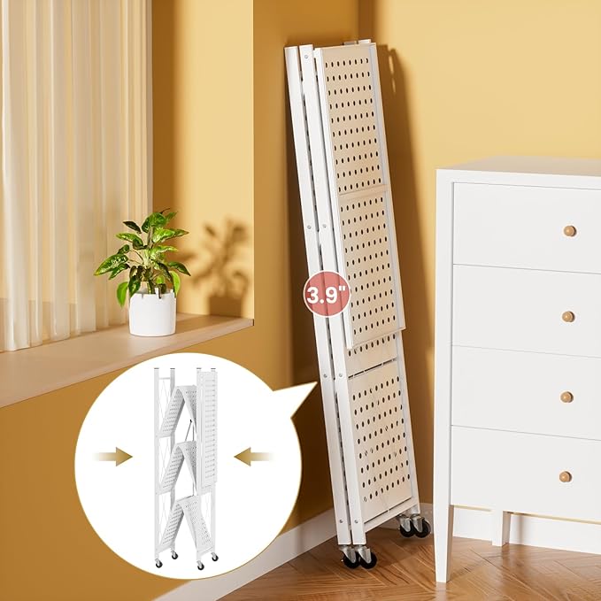 ALANNG Storage Shelves with Wheels, Bookshelf with Storage, No Assembly Metal - Image 6