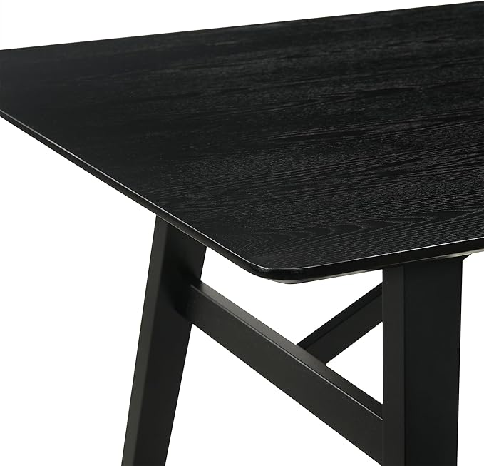 Armen Living Channell Mid Century Modern 5 Piece Black Wood Dining Table Set - Image 12