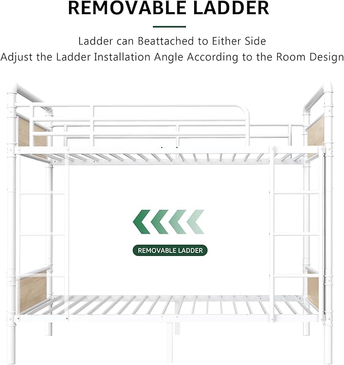 Metal Bunk Bed Twin Over Twin, Industrial Bunkbeds Heavy Duty Bed - Image 4