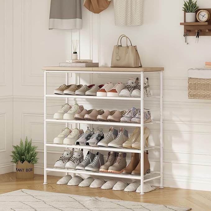 Shoe Rack Organizer 5 Tier for Closet Entryway Free Standing Metal Storage Shoe - Image 2