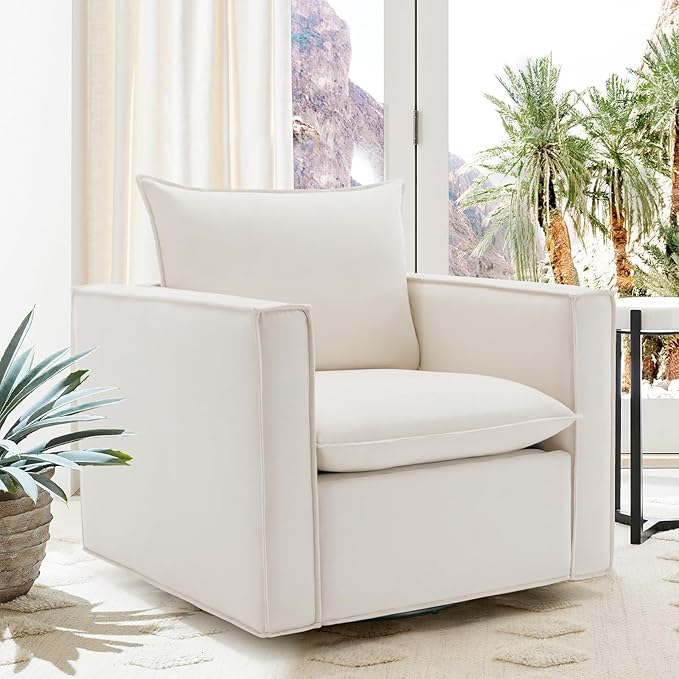 COLAMY Swivel Accent Chair, 34 Inches Upholstered Arm Chair by COLAMYINC