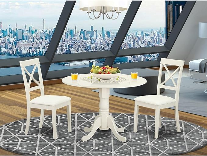 East West Furniture DLBO3-LWH-LC 3 Piece Modern Dining Table Set Contains a - Image 6
