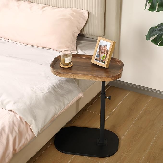 360° Swivel TV Tray Table for Dinner, Adjustable Small Bedside Table - Image 7