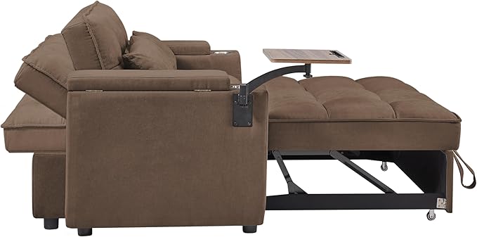 65-inch Multifunctional Loveseat Pull Out Sleeper Sofabed W/Cupholders - Image 7
