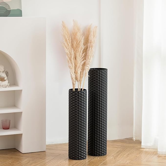 Sziqiqi Black Tall Floor Vase: 27.6/21.7in Metal Cylinder Vases Extra Large - Image 3