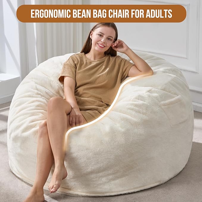 Hobestluk 5ft Bean Bag Chairs for Adults Large Beanbag Chair - Image 3