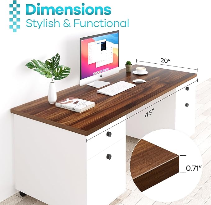Kaboon Universal Tabletop 45"x20", Solid One-Piece Melamine Table Top, L-Desk - Image 3