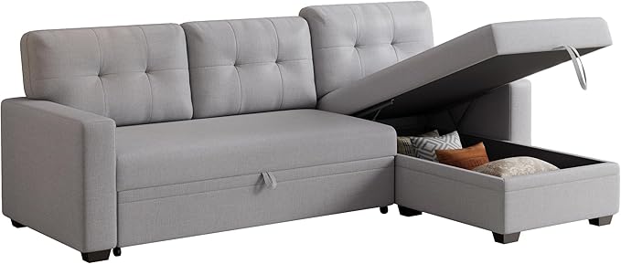 Ball & Cast L-Shape Convertible Sectional Sleeper Sofa Bed 4 in 1 Pull Out Couch - Image 13
