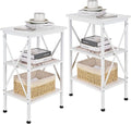 VECELO End Table Set of 2, Bedside Table, X-Design Reinforced Nightstands by VECELO