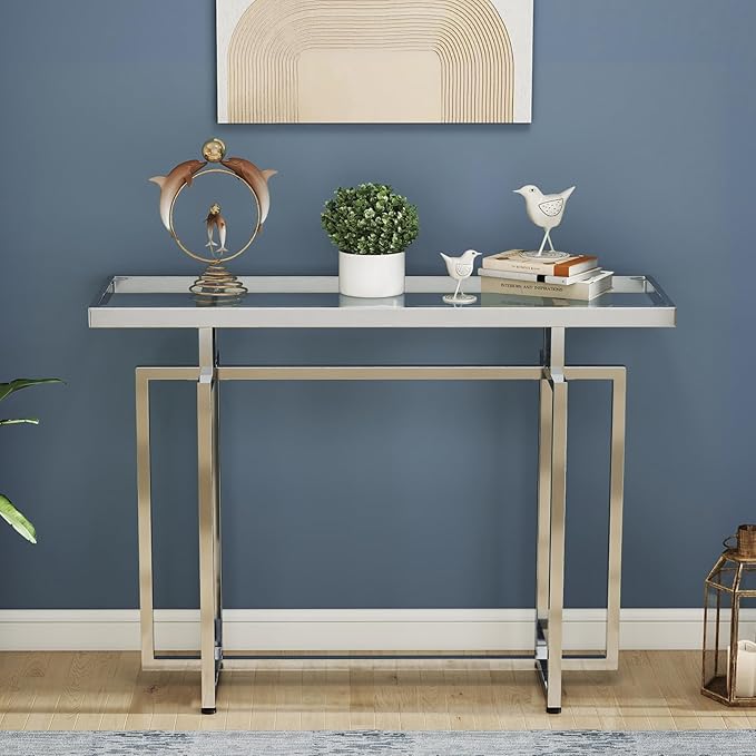 ASYA Glass Console Table for Entryway, Modern Entryway Table - Image 9