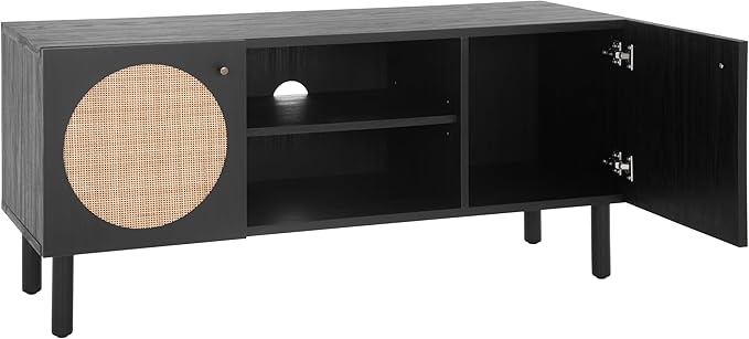 SAFAVIEH Home Collection Ophelia Black 2-Door 2-Shelf Entertainment Media Stand - Image 3