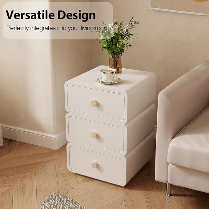 White Night Stand, Narrow Nightstand - Image 6