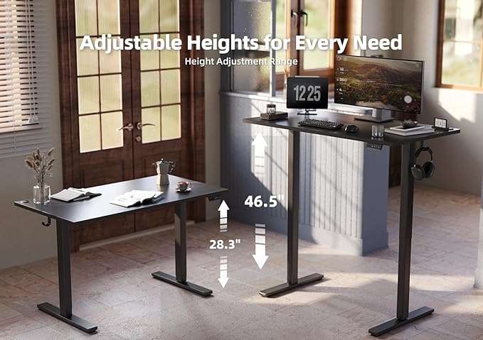 Seang Standing Desk with Adjustable Height, 63x24 Inch Electric Stand Up Desk - Image 4