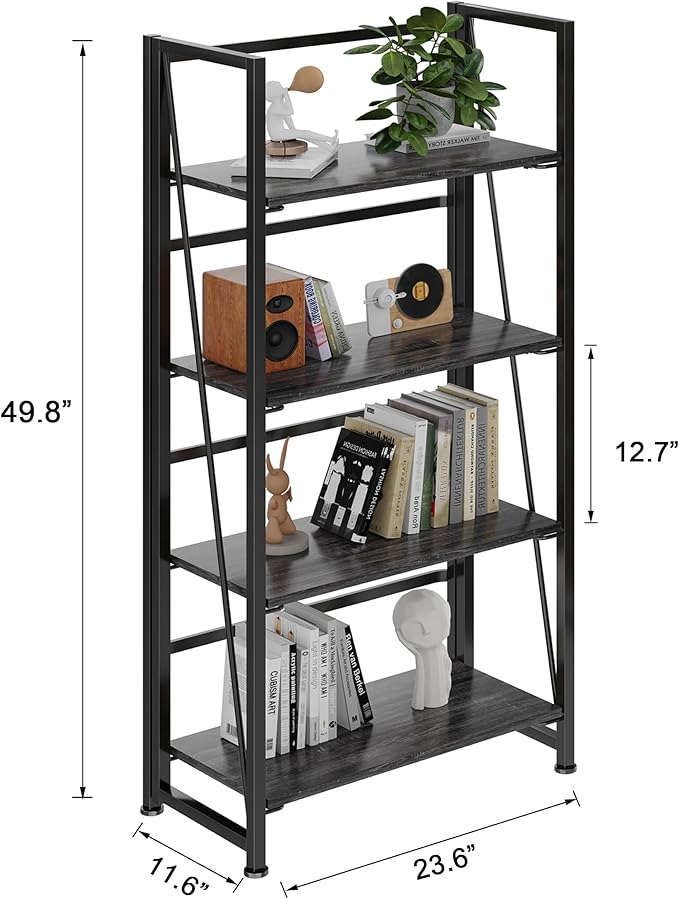 BHG Vintage Multifunctional Folding Bookshelf, No-Assembly Plant Stand Storage - Image 3
