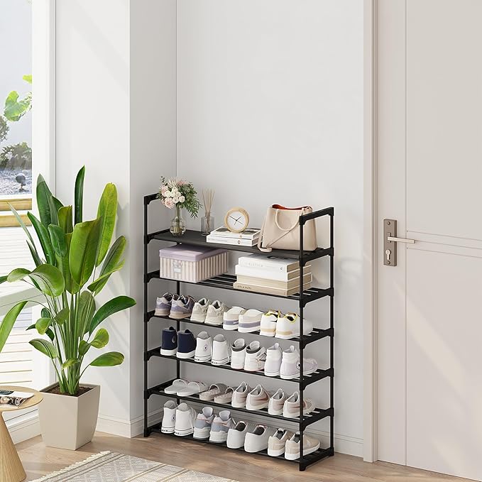 Calmootey 6-Tier Shoe Rack, Tall Large Capacity 30 Pairs Shoes Storage Organizer - Image 2