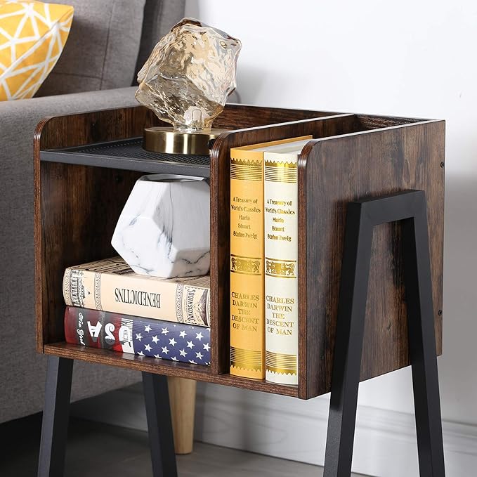 VECELO Nightstand Industrial End Table, Bedside Table - Image 9
