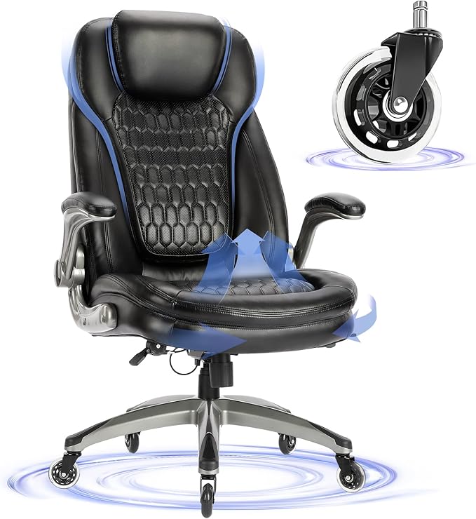 Executive Office Chair-Ergonomic Computer Desk Chair, High Back Leather Chair by COLAMYINC