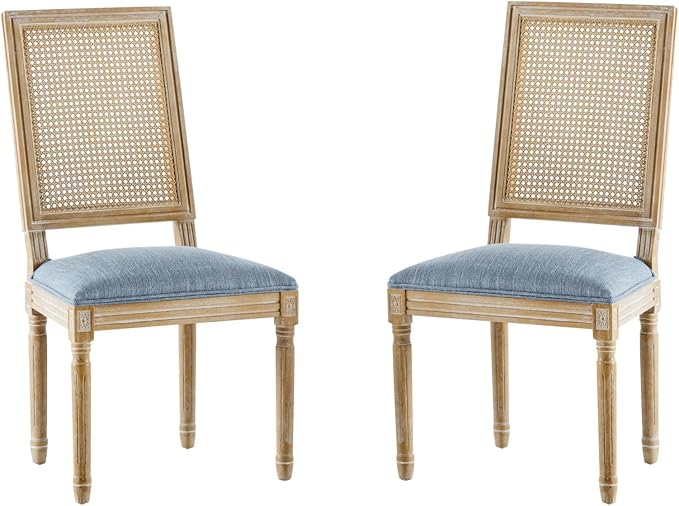 Merax Upholstered Solid Wood Dining Chairs Set of 2, French Country Style - Image 6