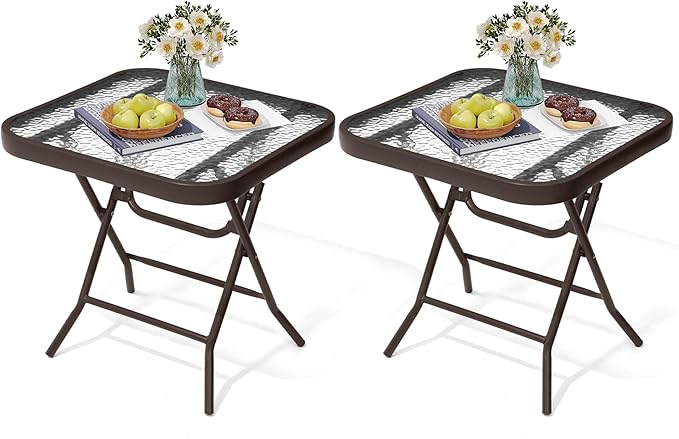 Foldable Outdoor Side Table Set of 2 by PATIOHIT