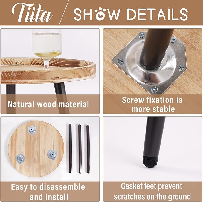 Tiita Round End Table Mental Side Table Nightstand/Small Wood Tables Accent - Image 4