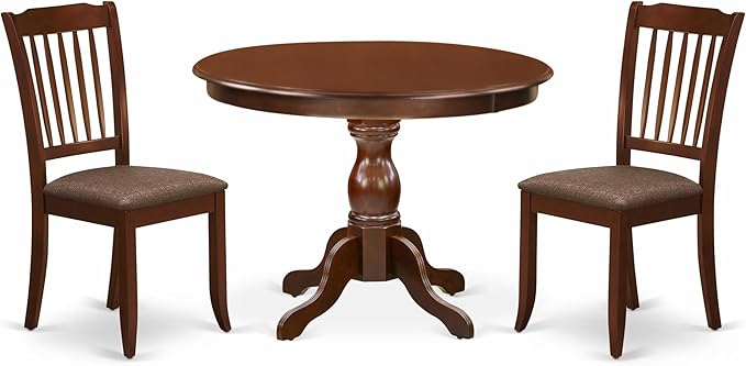 East West Furniture HBDA3-MAH-C 3 Piece Dining Set Contains a Round Dining Room by EastWestFurniture