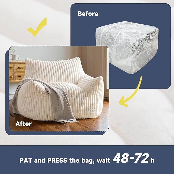 Oversized Bean Bag Chair for Adults, Giant Comfy Plush Boneless Bean Bag Couch - Image 6