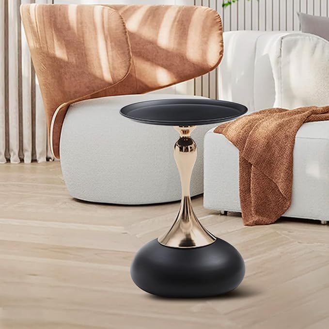 Small Black Round Side Table Pedestal - Image 5