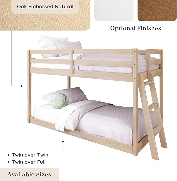 Grain & Grove Bear Twin Over Twin Bunk Bed, Low Bunk Bed Frame - Image 6