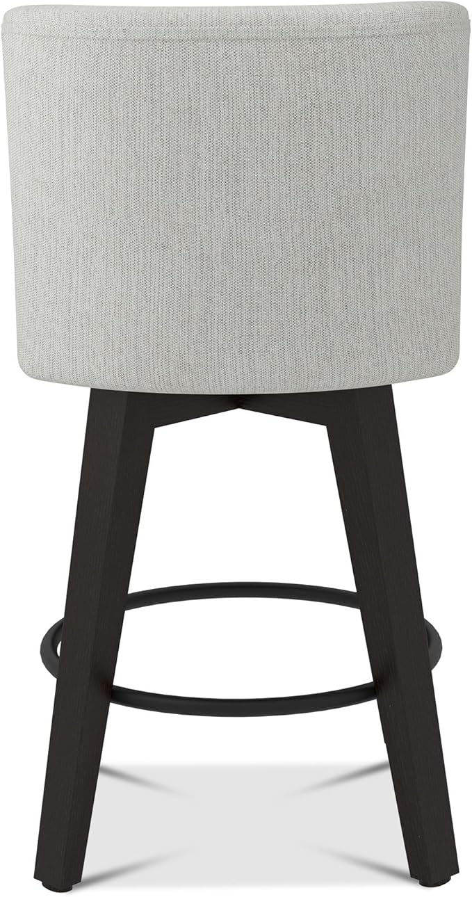 Counter Height Swivel Bar Stools Set of 2, Fabric in Ivory White - Image 7