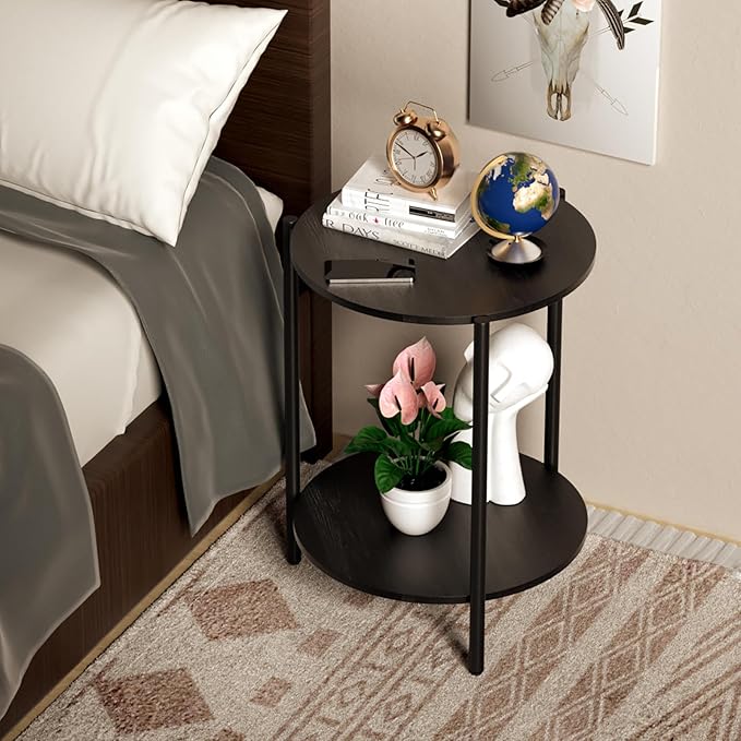 Round Side Table, 2-Tier Circle End Tables - Image 4