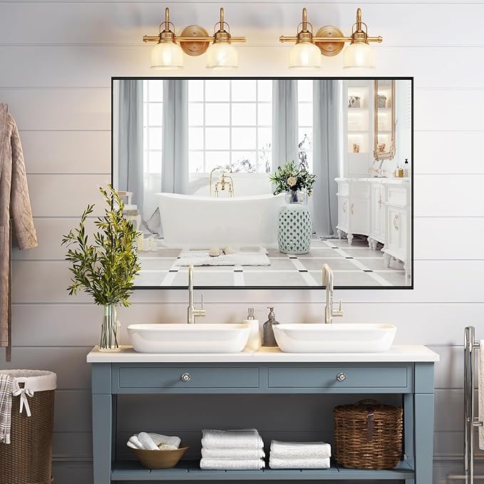 Black Bathroom Mirror 30x40, Rectangle Wall Mirror 30 x 40 inch, Metal Frame - Image 8