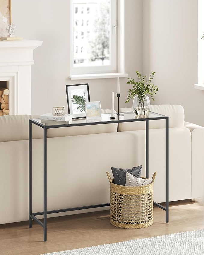 VASAGLE 39.4 Inches Console Table, Tempered Glass Sofa Table, Modern Entryway - Image 7