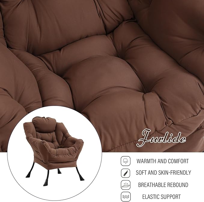 Lazy Chair with Ottoman, Modern Chair with Folding Footrest, Lounge Accent Chair - Image 8