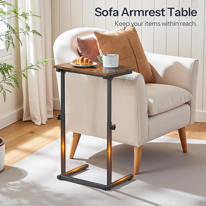 HOOBRO C Shaped End Table, Adjustable Height Side Table - Image 4