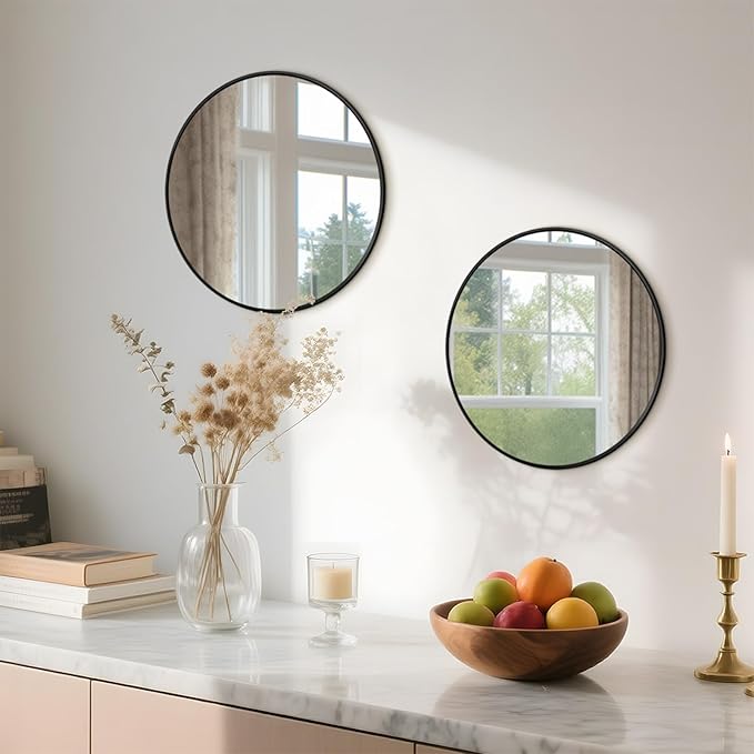 Circle Mirror 16 Inch Black Round Bathroom Mirror Round Bathroom Mirror Circle - Image 5