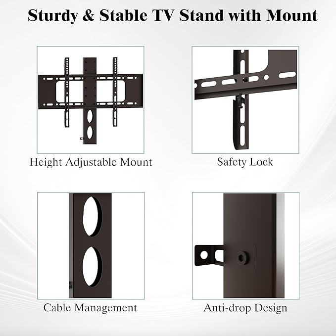 63" W TV Stand with Mount for 50, Entertainment Center with Power Outlet and - Image 5