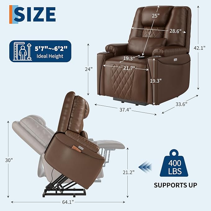 IDEALHOUSE Electric Power Lift Recliner Chair Sofa, Power Lift Chairs - Image 2